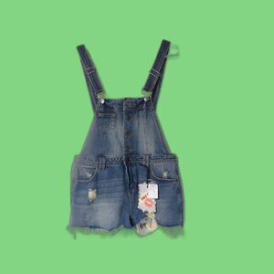 Hot Kiss distressed bib overall shorts 12